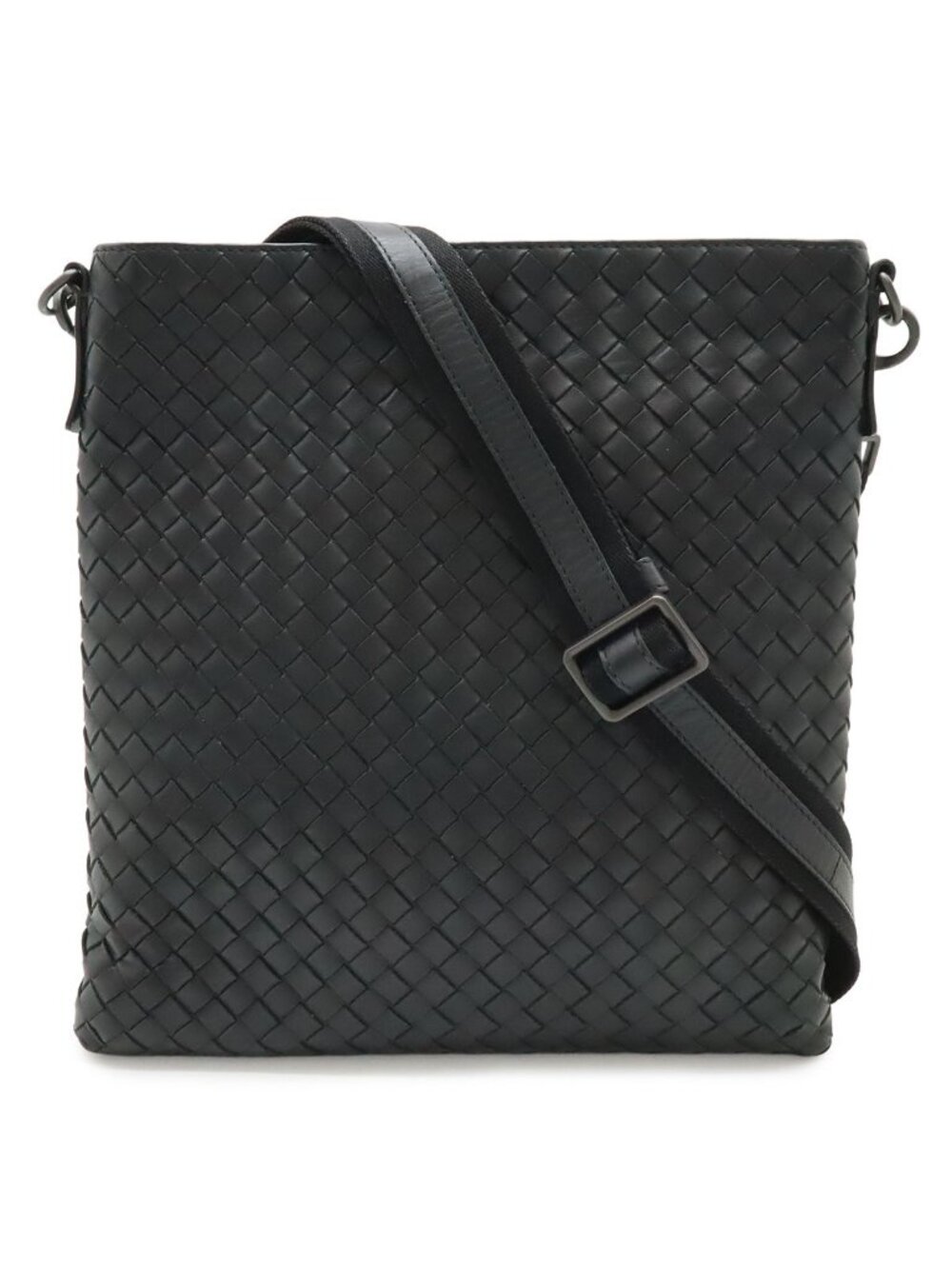 Bottega Veneta Intrecciato Shoulder Bag Crossbody Leather Black